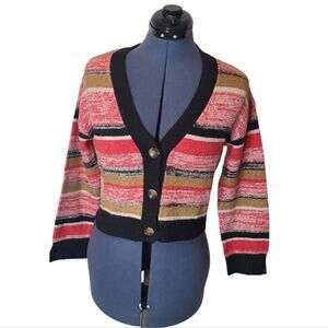 BP crop striped pink brown and black cardigan sweater XXS